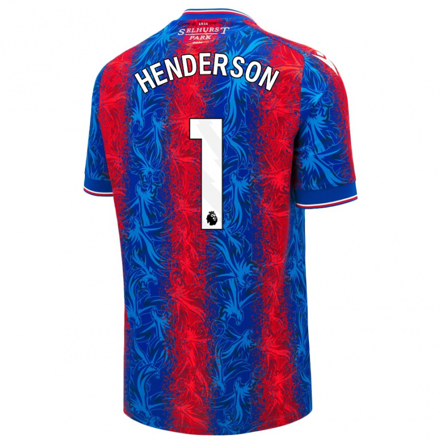 Vyrai Dean Henderson #1 Raudonos Mėlynos Juostelės Namų Marškinėliai 2024/25 T-Shirt