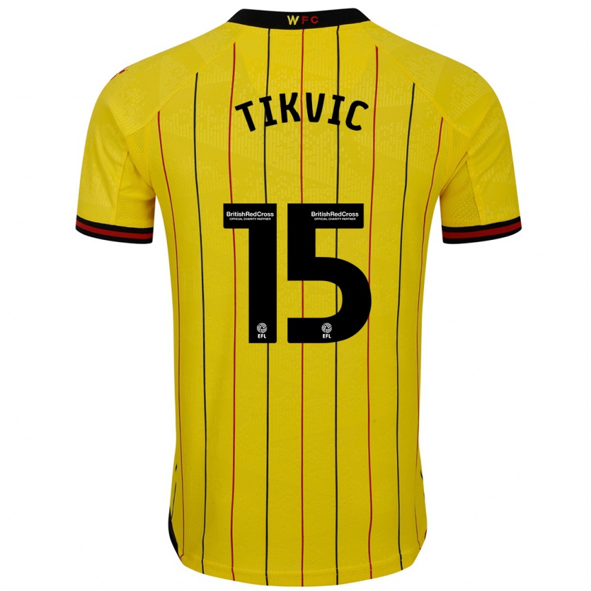 Vyrai Antonio Tikvic #15 Geltona Juoda Namų Marškinėliai 2024/25 T-Shirt