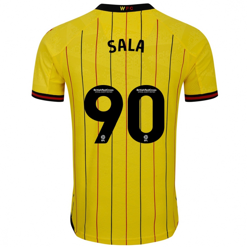 Vyrai Joel Sala #90 Geltona Juoda Namų Marškinėliai 2024/25 T-Shirt