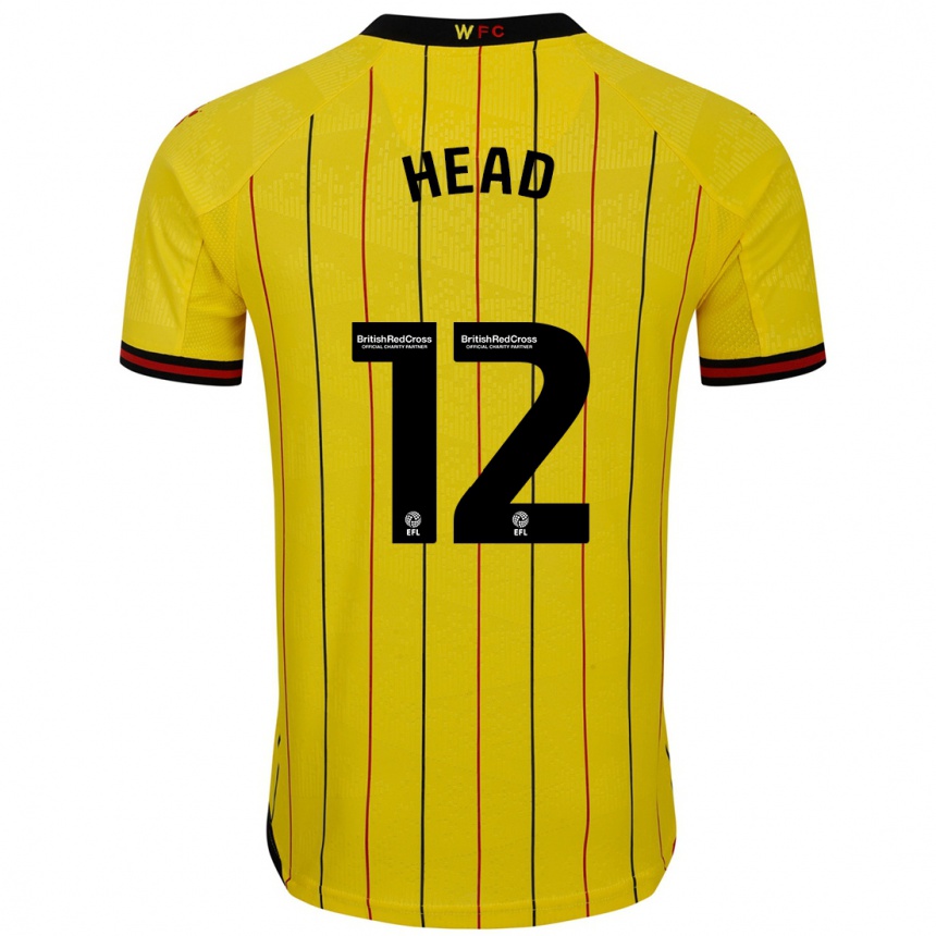 Vyrai Ellie Head #12 Geltona Juoda Namų Marškinėliai 2024/25 T-Shirt