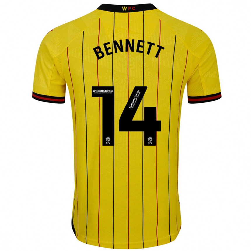 Vyrai Harley Bennett #14 Geltona Juoda Namų Marškinėliai 2024/25 T-Shirt