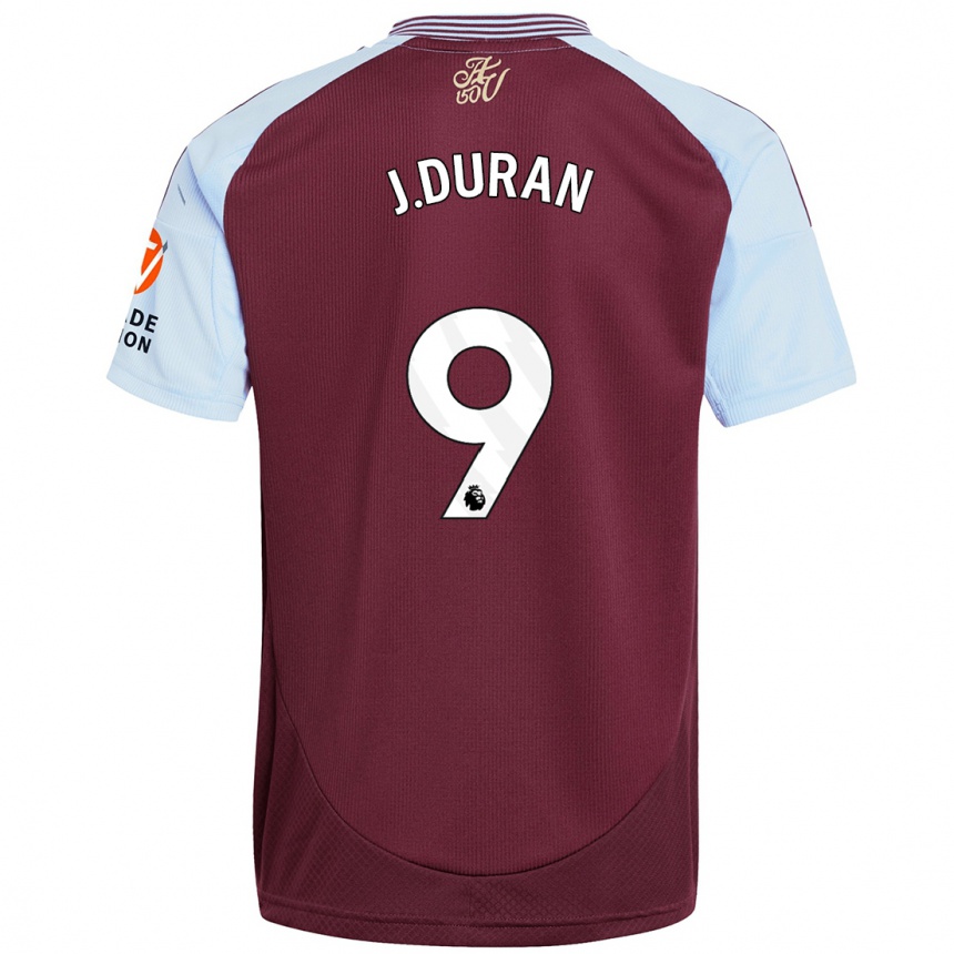 Vyrai Jhon Durán #9 Burgundijos Dangaus Mėlynas Namų Marškinėliai 2024/25 T-Shirt