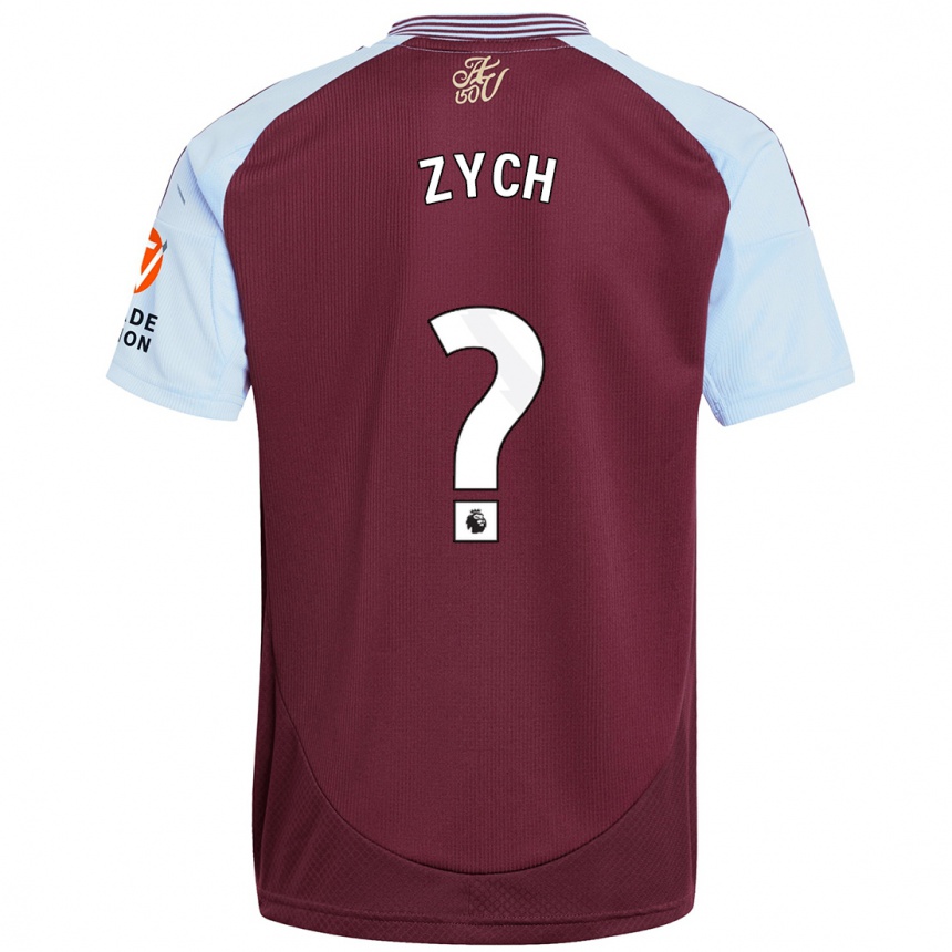 Vyrai Oliwier Zych #0 Burgundijos Dangaus Mėlynas Namų Marškinėliai 2024/25 T-Shirt