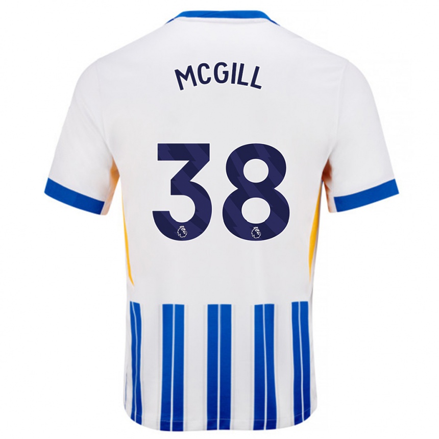 Vyrai Tom Mcgill #38 Balta Mėlyna Segtukai Namų Marškinėliai 2024/25 T-Shirt