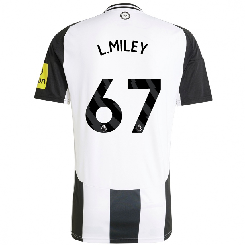 Vyrai Lewis Miley #67 Balta Juoda Namų Marškinėliai 2024/25 T-Shirt