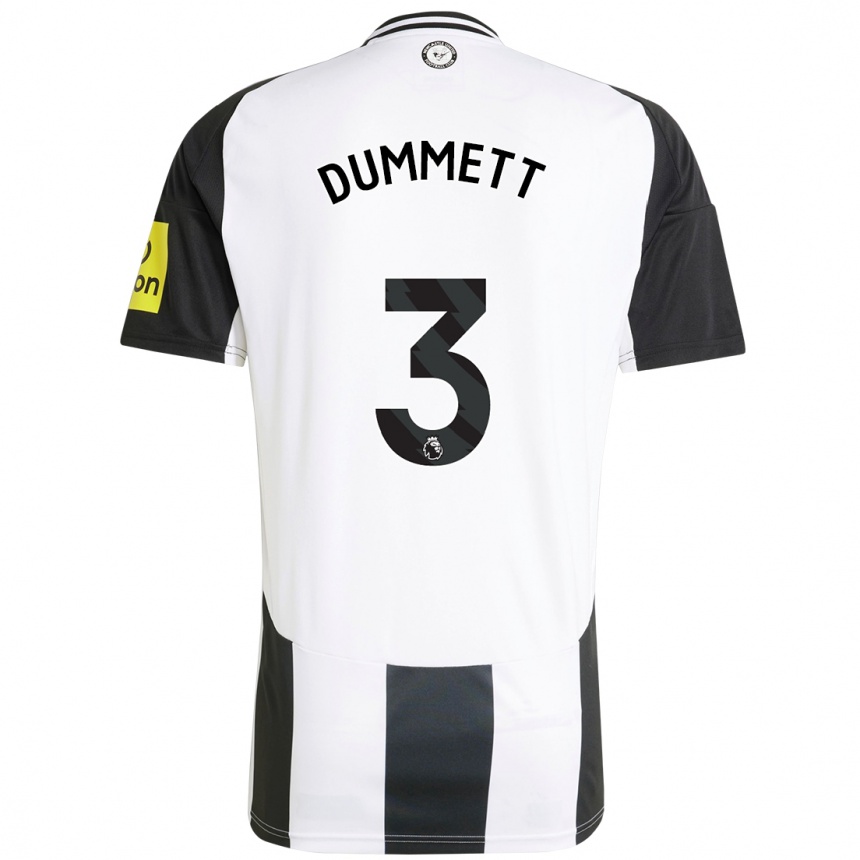 Vyrai Paul Dummett #3 Balta Juoda Namų Marškinėliai 2024/25 T-Shirt