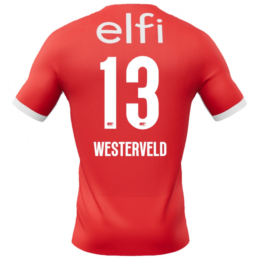 Vyrai Sem Westerveld #13 Raudona Balta Namų Marškinėliai 2024/25 T-Shirt