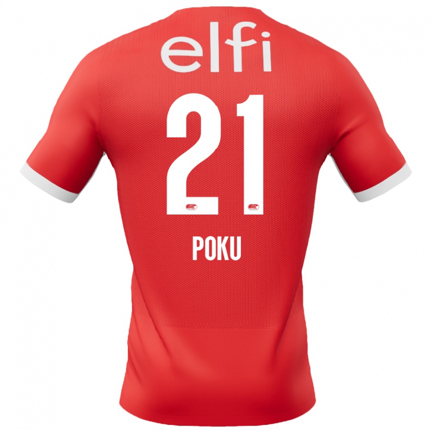 Vyrai Ernest Poku #21 Raudona Balta Namų Marškinėliai 2024/25 T-Shirt