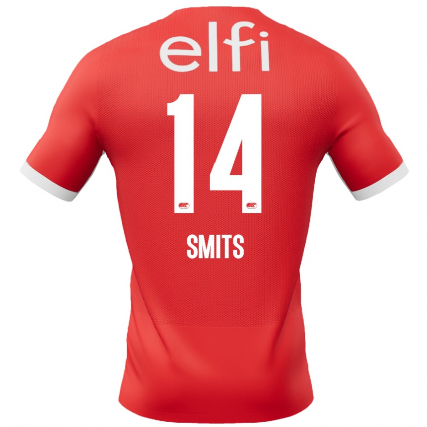 Vyrai Anthony Smits #14 Raudona Balta Namų Marškinėliai 2024/25 T-Shirt