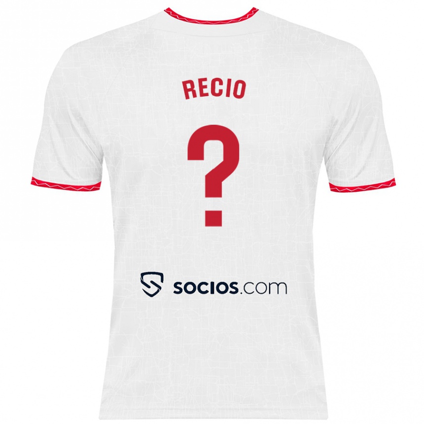 Vyrai Sergio Recio #0 Balta Raudona Namų Marškinėliai 2024/25 T-Shirt