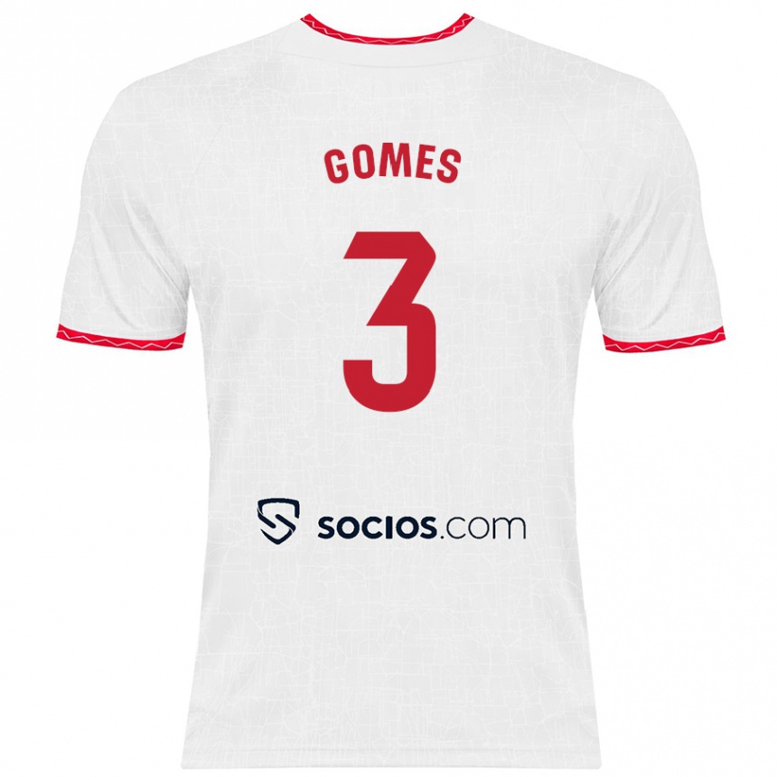 Vyrai Diana Gomes #3 Balta Raudona Namų Marškinėliai 2024/25 T-Shirt