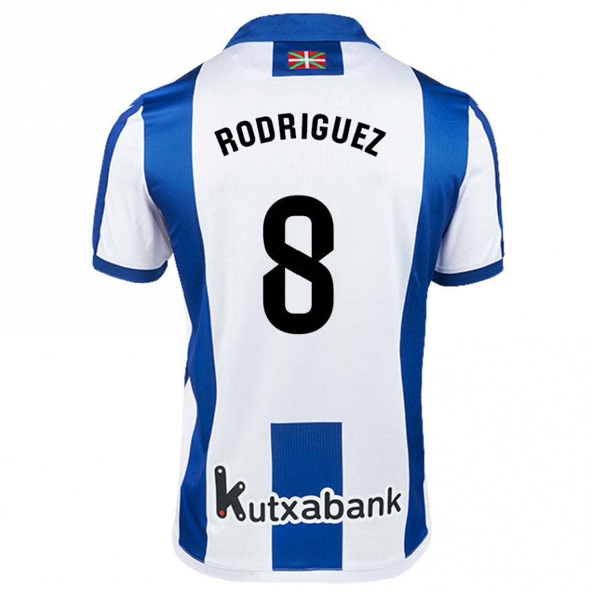 Vyrai Mikel Rodriguez #8 Balta Mėlyna Namų Marškinėliai 2024/25 T-Shirt