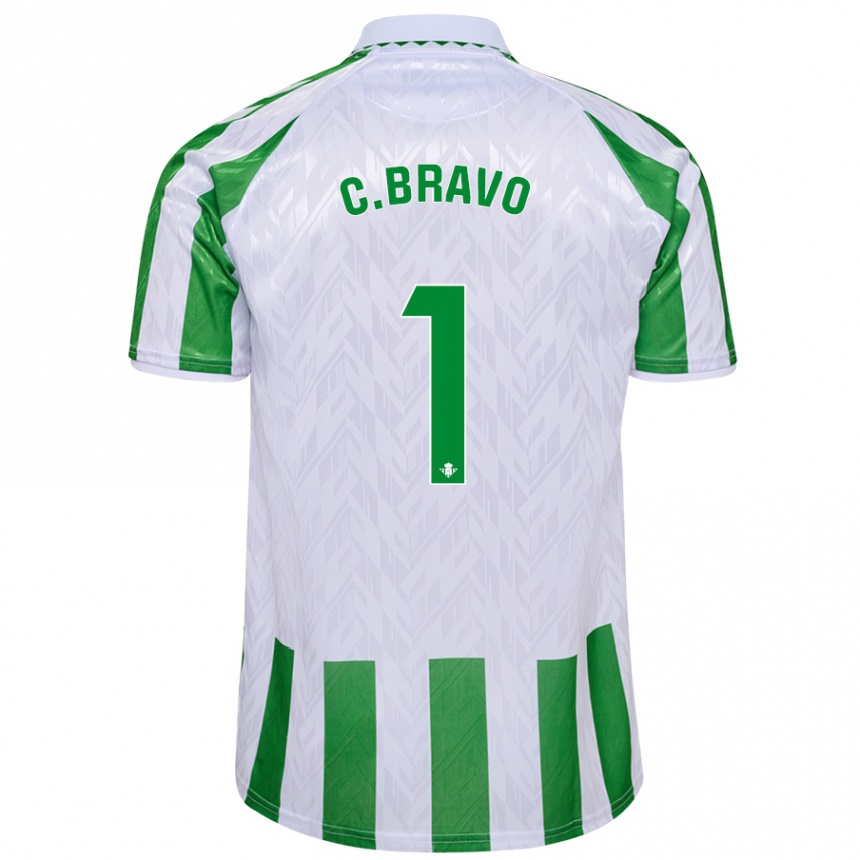 Vyrai Claudio Bravo #1 Žalia Baltos Juostelės Namų Marškinėliai 2024/25 T-Shirt