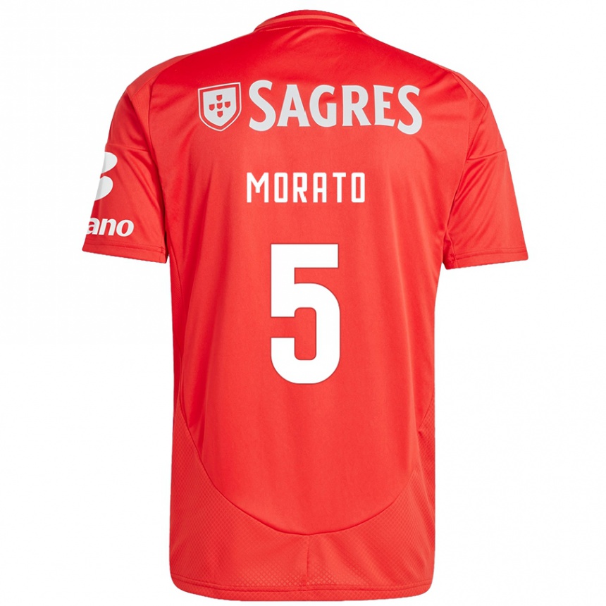 Vyrai Morato #5 Raudona Balta Namų Marškinėliai 2024/25 T-Shirt