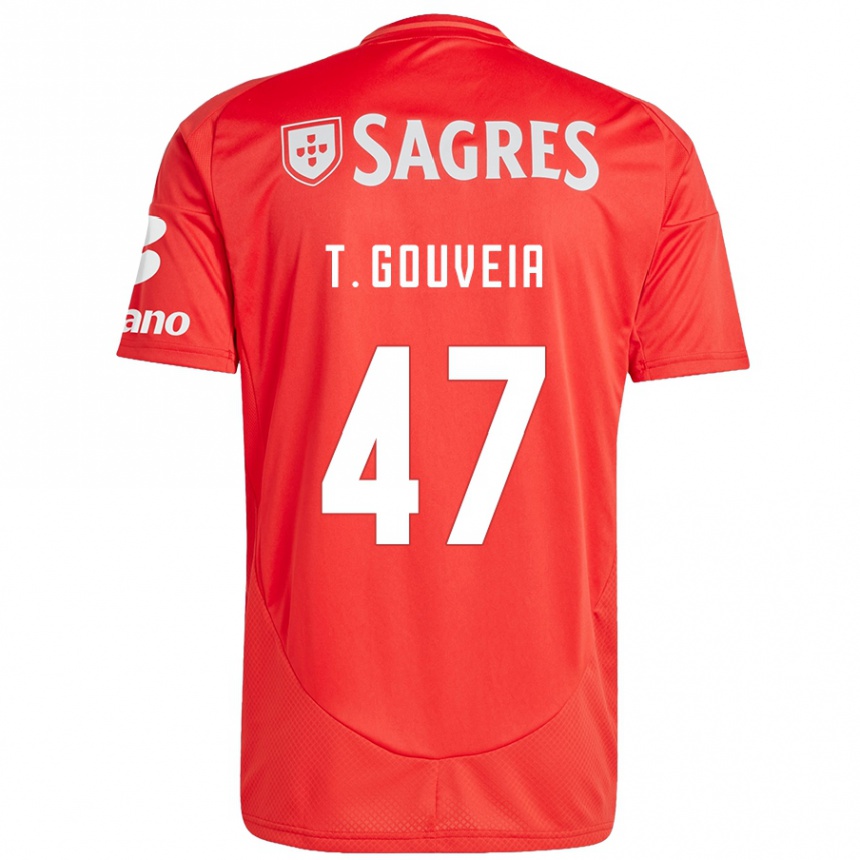 Vyrai Tiago Gouveia #47 Raudona Balta Namų Marškinėliai 2024/25 T-Shirt