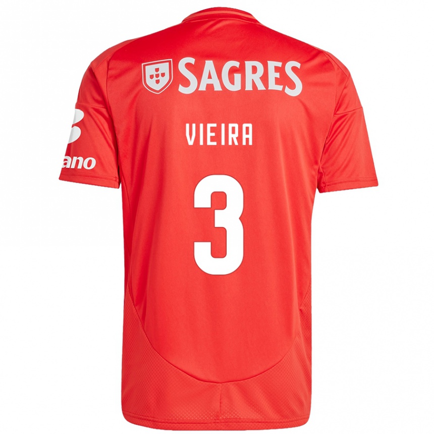 Vyrai Miguel Vieira #3 Raudona Balta Namų Marškinėliai 2024/25 T-Shirt