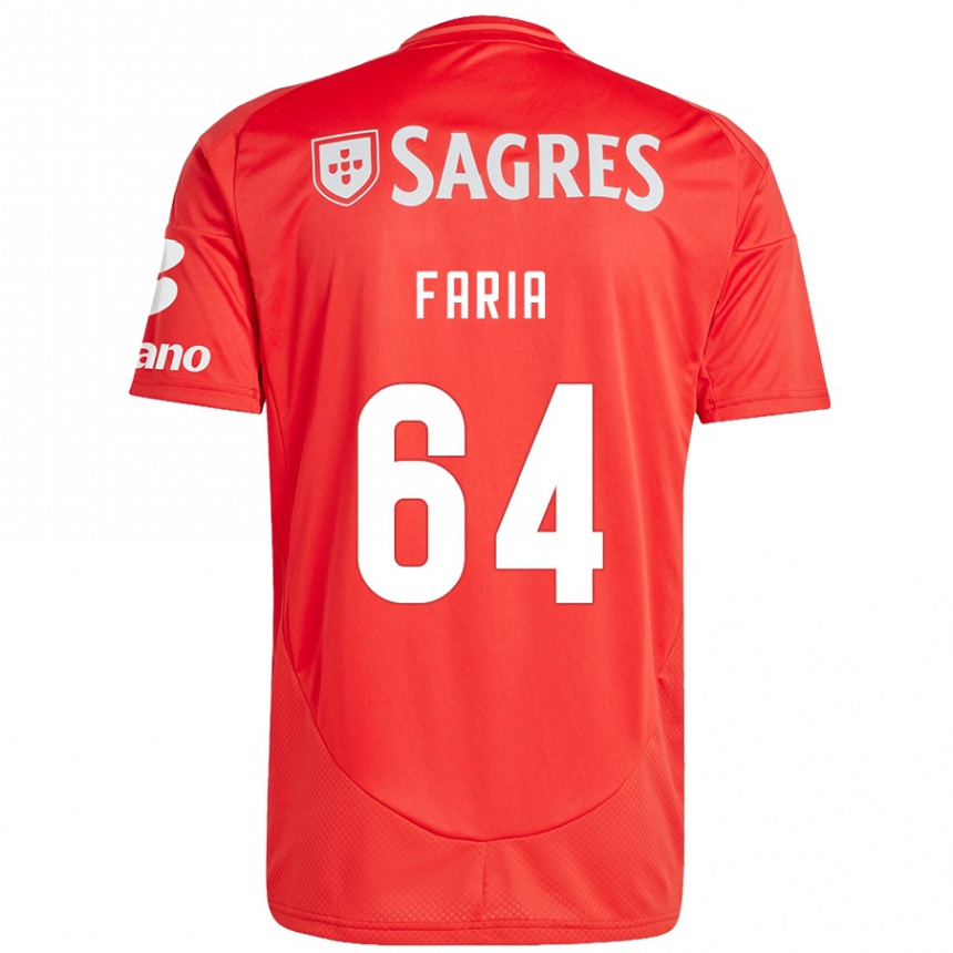 Vyrai Hugo Faria #64 Raudona Balta Namų Marškinėliai 2024/25 T-Shirt