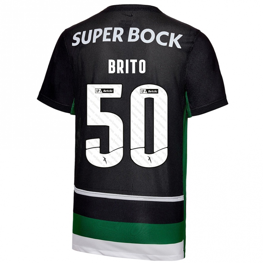 Vyrai Alexandre Brito #50 Juoda Balta Žalia Namų Marškinėliai 2024/25 T-Shirt