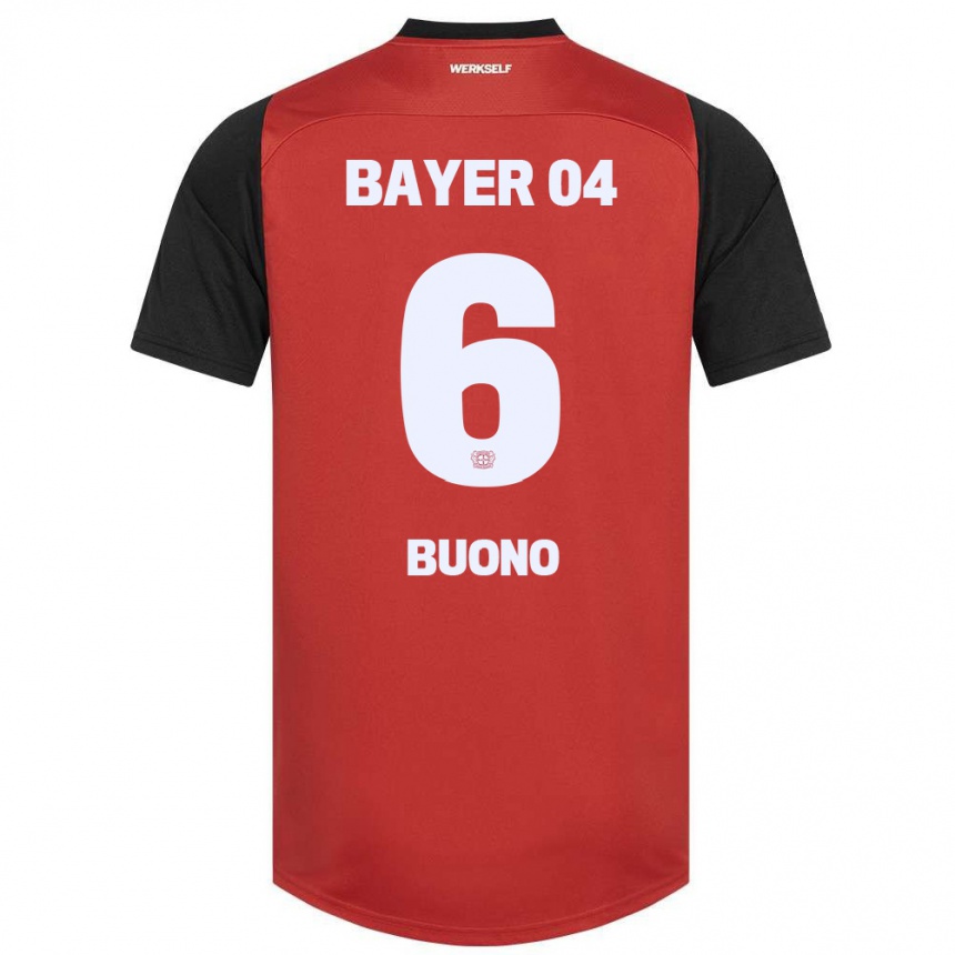 Vyrai Francesco Buono #6 Raudona Juoda Namų Marškinėliai 2024/25 T-Shirt