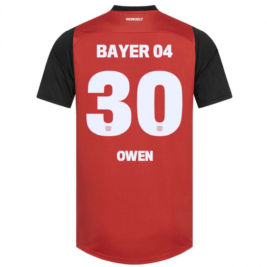 Vyrai Emmanuel Owen #30 Raudona Juoda Namų Marškinėliai 2024/25 T-Shirt