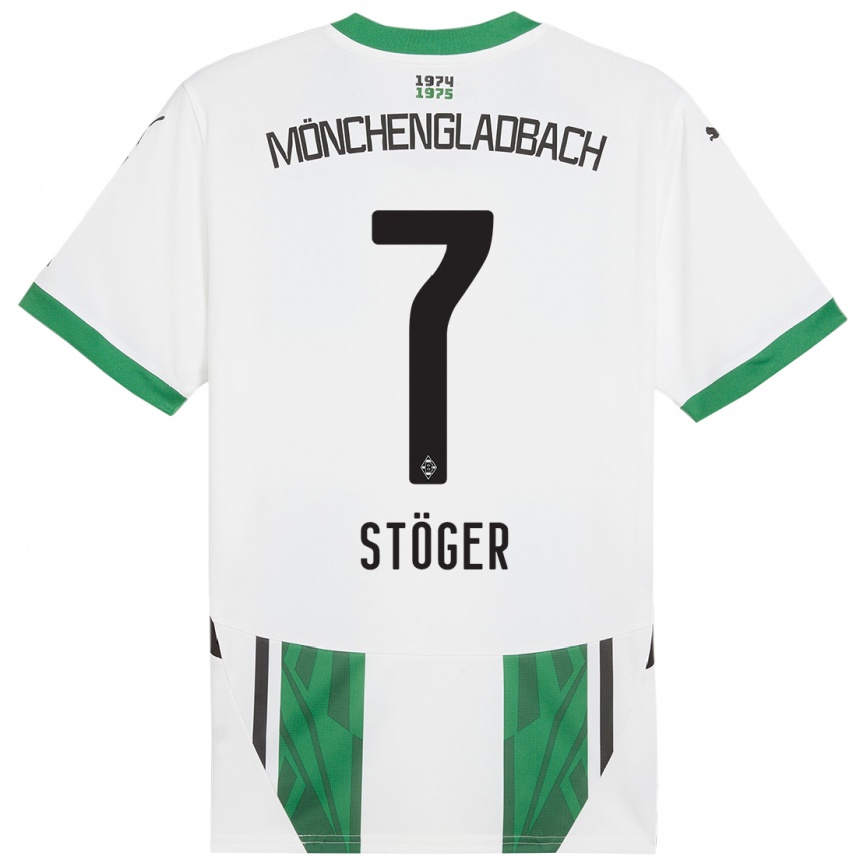 Vyrai Kevin Stöger #7 Balta Žalia Namų Marškinėliai 2024/25 T-Shirt