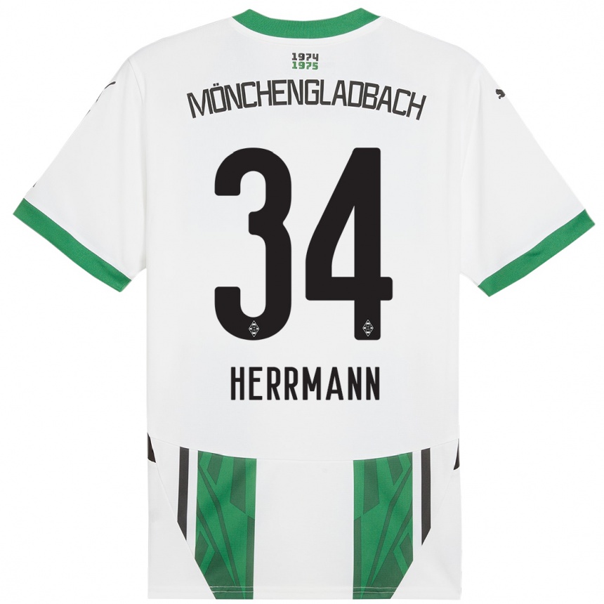 Vyrai Charles Herrmann #34 Balta Žalia Namų Marškinėliai 2024/25 T-Shirt