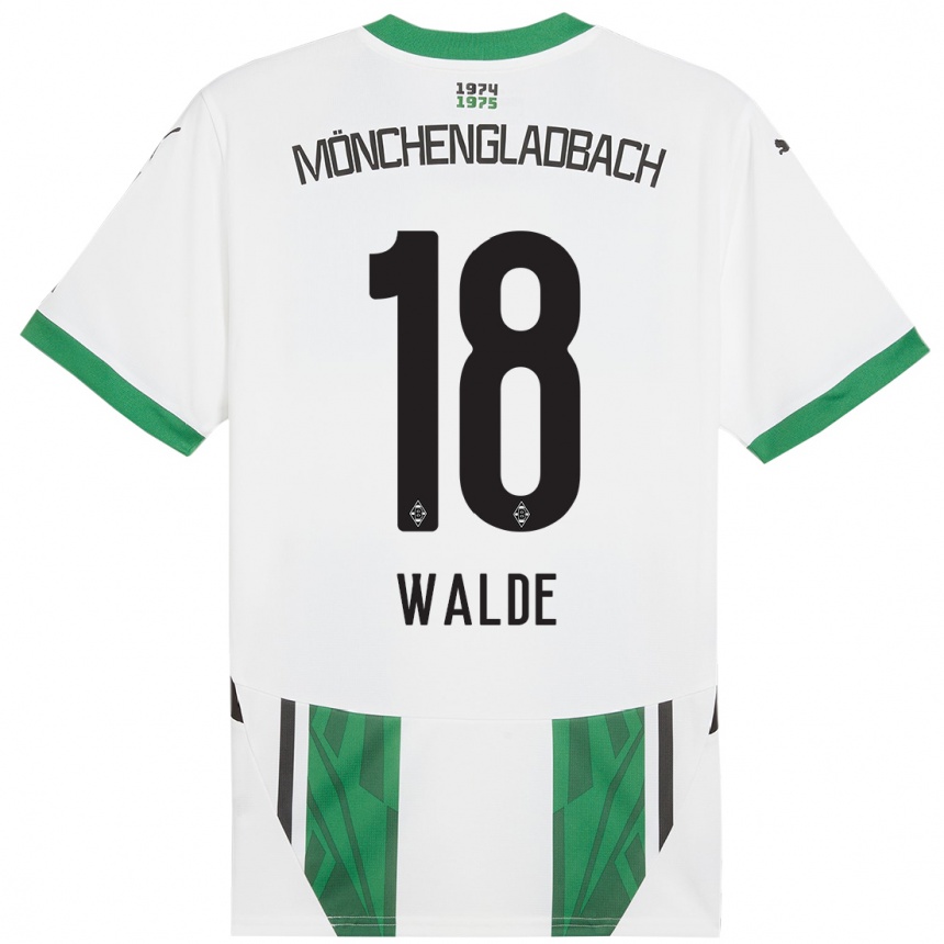 Vyrai Simon Walde #18 Balta Žalia Namų Marškinėliai 2024/25 T-Shirt