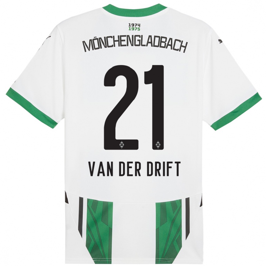 Vyrai Suus Van Der Drift #21 Balta Žalia Namų Marškinėliai 2024/25 T-Shirt