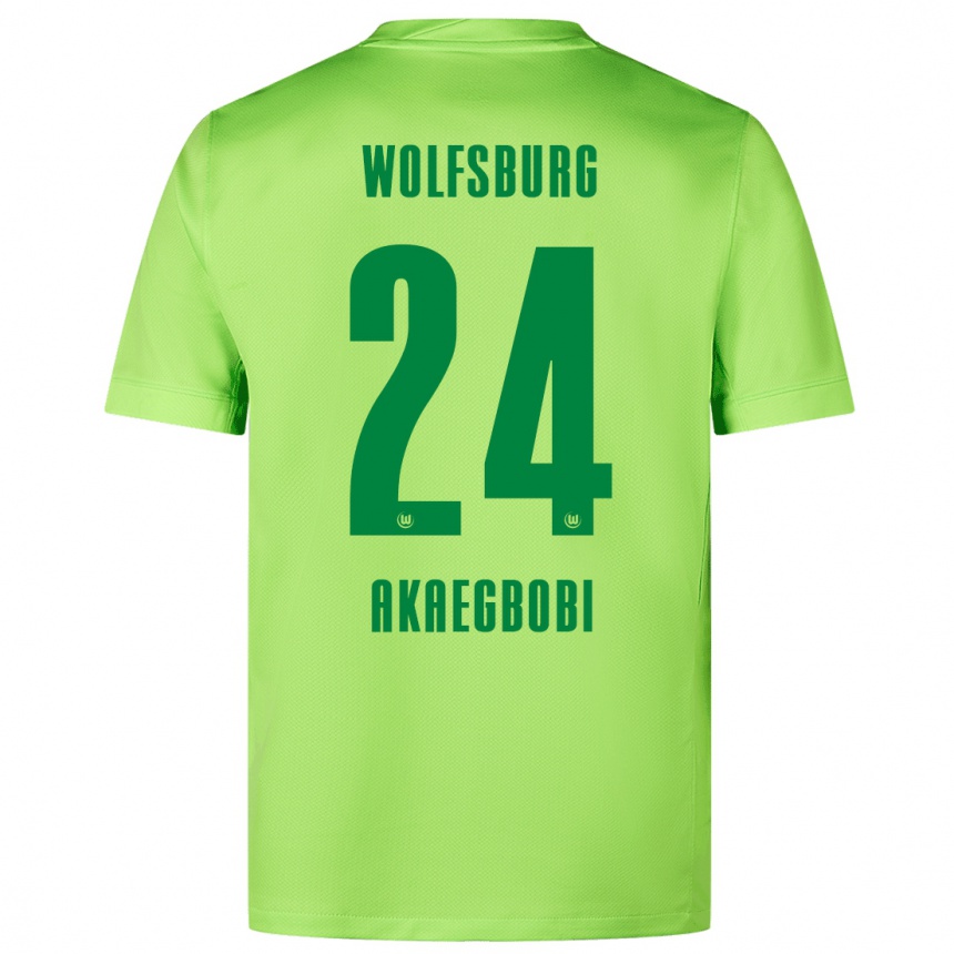 Vyrai Jonathan Akaegbobi #24 Fluorescencinė Žalia Namų Marškinėliai 2024/25 T-Shirt