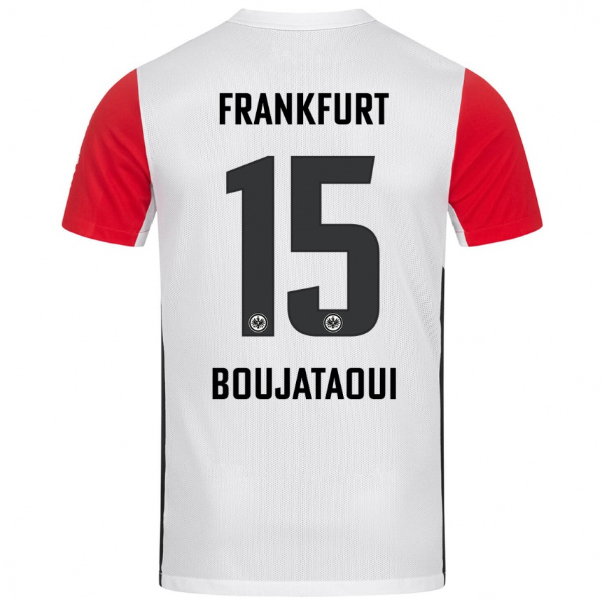 Vyrai Tarik Boujataoui #15 Balta Raudona Namų Marškinėliai 2024/25 T-Shirt