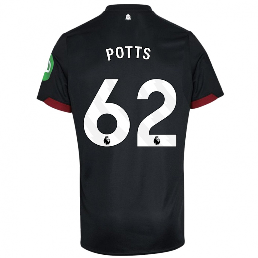 Vyrai Freddie Potts #62 Juoda Balta Išvykos Marškinėliai 2024/25 T-Shirt