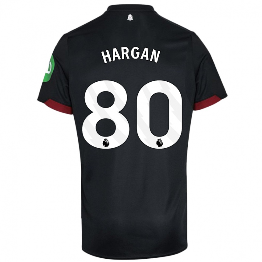 Vyrai Riley Hargan #80 Juoda Balta Išvykos Marškinėliai 2024/25 T-Shirt