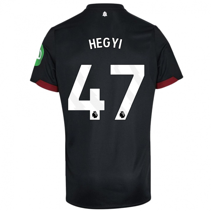 Vyrai Krisztian Hegyi #47 Juoda Balta Išvykos Marškinėliai 2024/25 T-Shirt