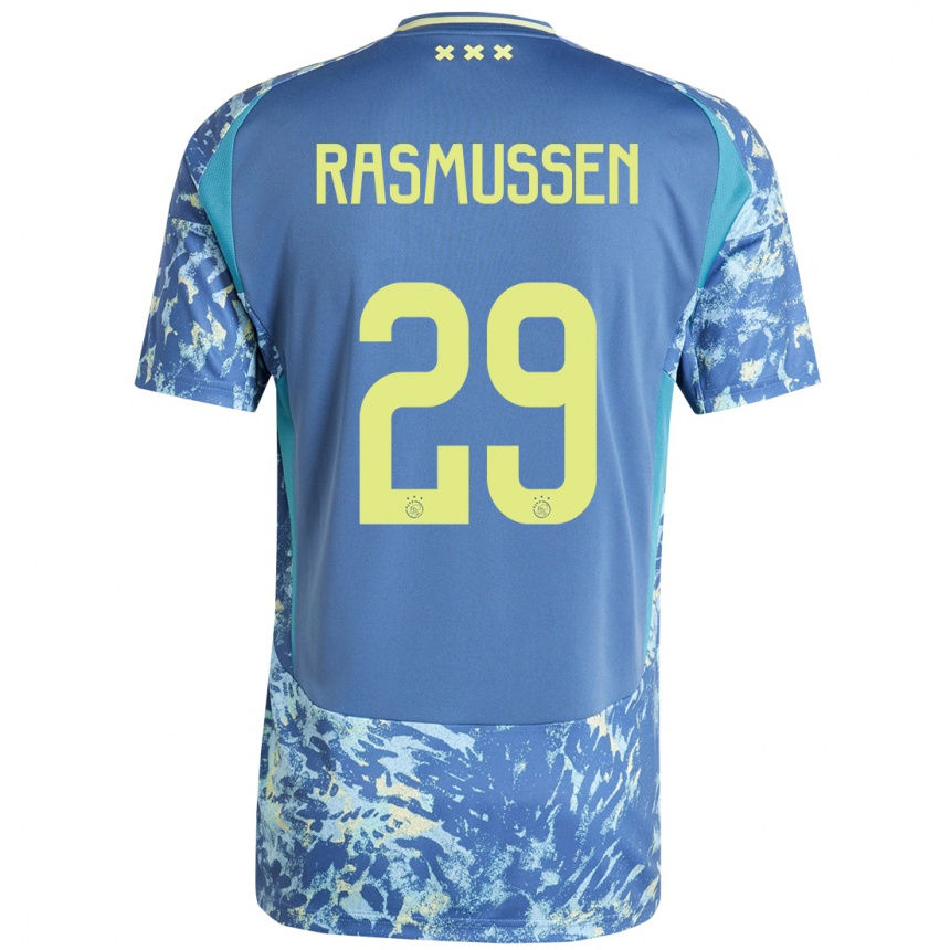 Vyrai Christian Rasmussen #29 Pilka Mėlyna Geltona Išvykos Marškinėliai 2024/25 T-Shirt