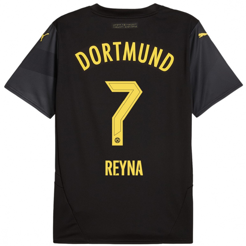 Vyrai Giovanni Reyna #7 Juoda Geltona Išvykos Marškinėliai 2024/25 T-Shirt