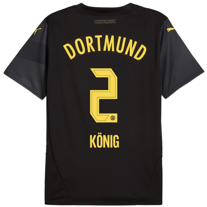 Vyrai Niklas König #2 Juoda Geltona Išvykos Marškinėliai 2024/25 T-Shirt