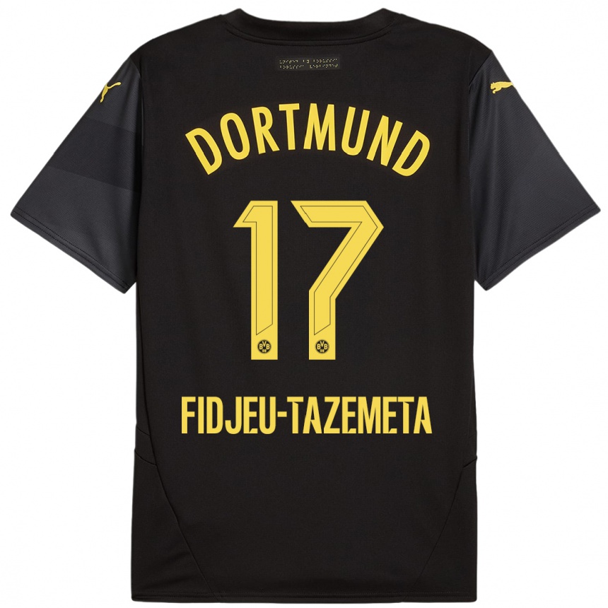 Vyrai Thierry Fidjeu-Tazemeta #17 Juoda Geltona Išvykos Marškinėliai 2024/25 T-Shirt