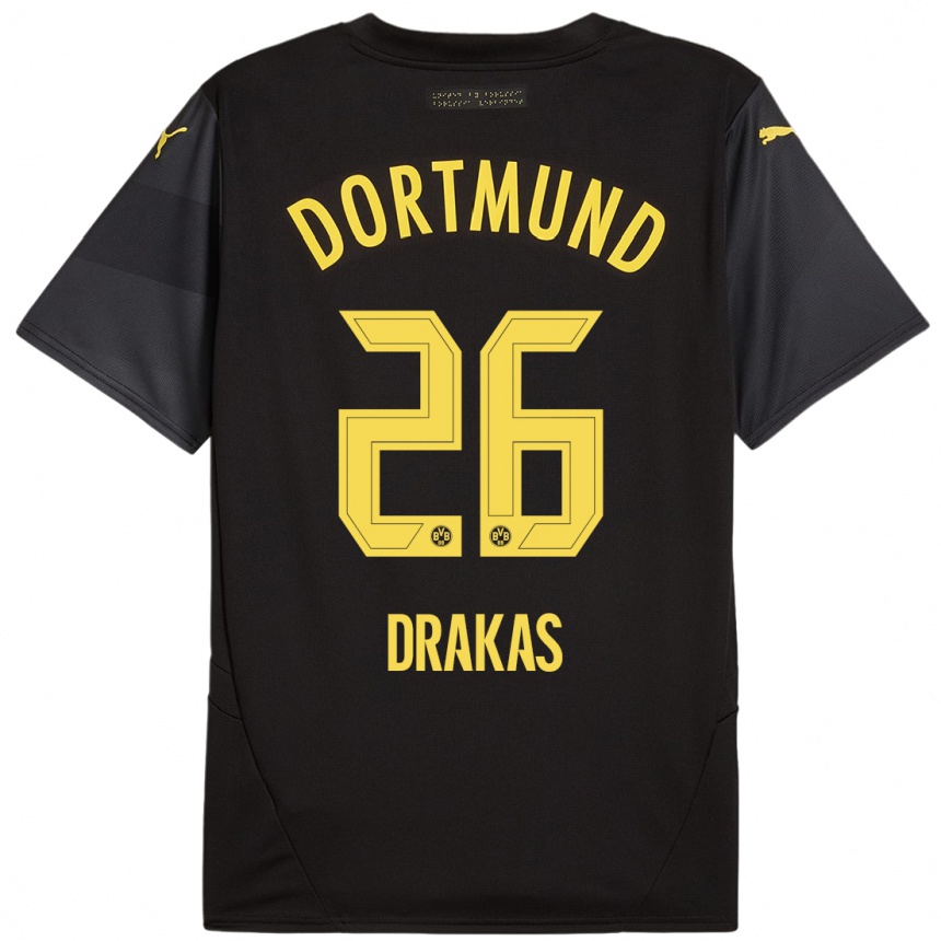 Vyrai Babis Drakas #26 Juoda Geltona Išvykos Marškinėliai 2024/25 T-Shirt