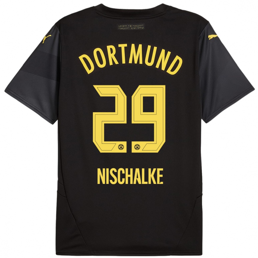 Vyrai Jermain Nischalke #29 Juoda Geltona Išvykos Marškinėliai 2024/25 T-Shirt