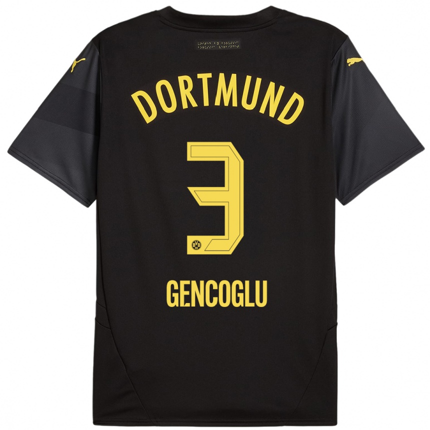 Vyrai Tekin Gencoglu #3 Juoda Geltona Išvykos Marškinėliai 2024/25 T-Shirt