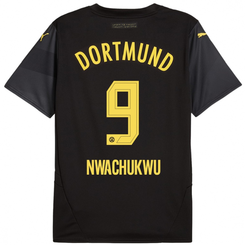 Vyrai Isaak Nwachukwu #9 Juoda Geltona Išvykos Marškinėliai 2024/25 T-Shirt