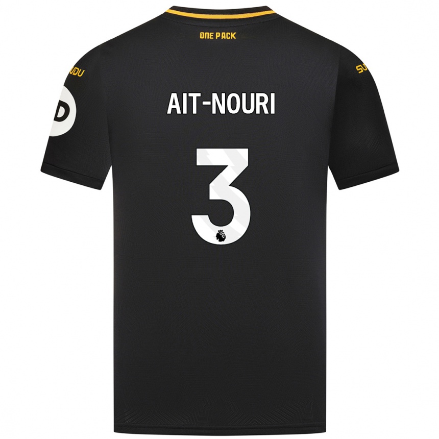 Vyrai Rayan Aït-Nouri #3 Juoda Išvykos Marškinėliai 2024/25 T-Shirt