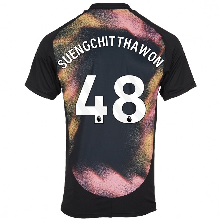 Vyrai Thanawat Suengchitthawon #48 Juoda Balta Išvykos Marškinėliai 2024/25 T-Shirt