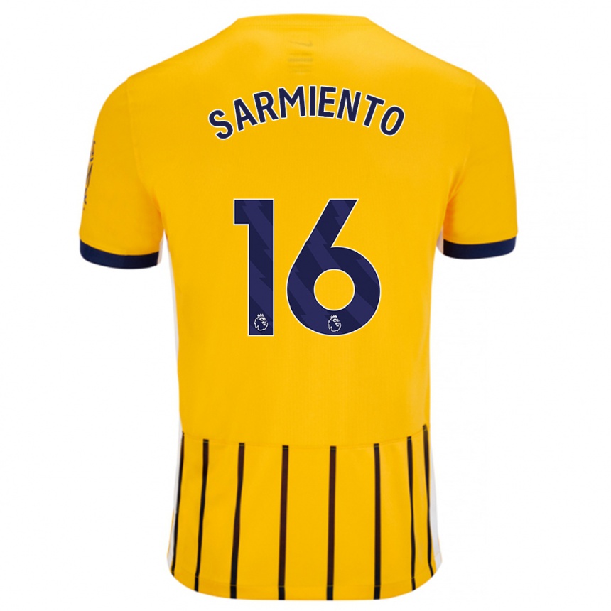 Vyrai Jeremy Sarmiento #16 Aukso Mėlynos Spalvos Juostelės Išvykos Marškinėliai 2024/25 T-Shirt