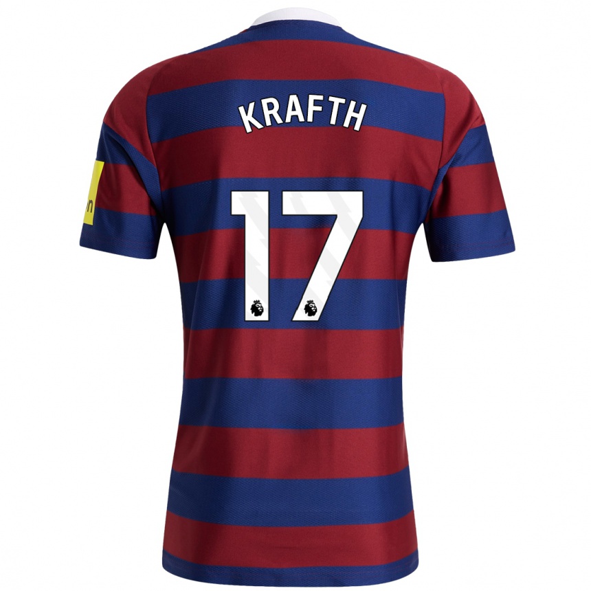 Vyrai Emil Krafth #17 Bordo Tamsiai Mėlyna Išvykos Marškinėliai 2024/25 T-Shirt