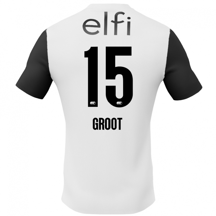 Vyrai Pleun Groot #15 Balta Juoda Išvykos Marškinėliai 2024/25 T-Shirt