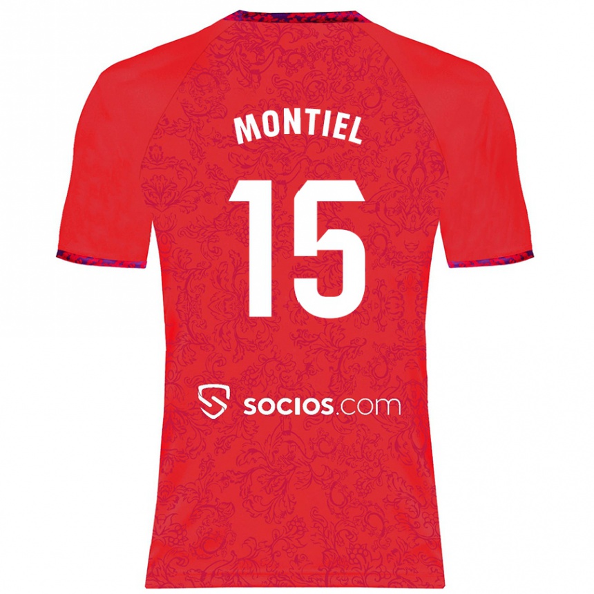 Vyrai Gonzalo Montiel #15 Raudona Išvykos Marškinėliai 2024/25 T-Shirt