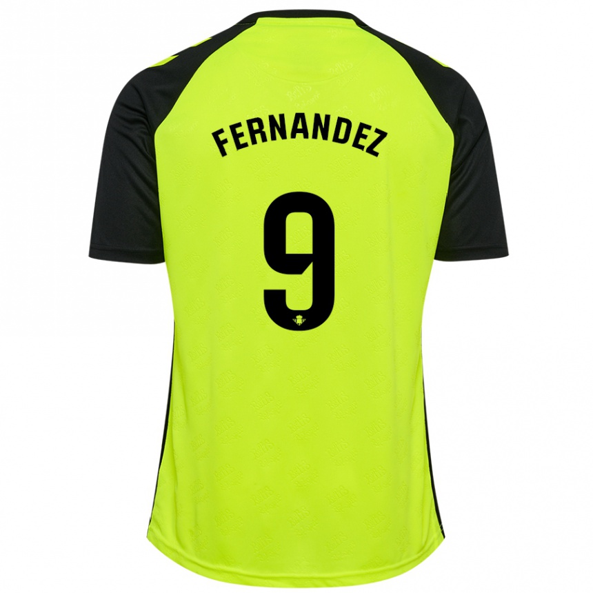 Vyrai Marcos Fernández #9 Fluorescencinė Geltona Juoda Išvykos Marškinėliai 2024/25 T-Shirt