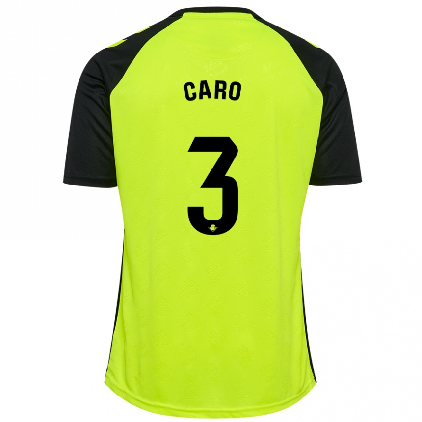 Vyrai Andrés Caro #3 Fluorescencinė Geltona Juoda Išvykos Marškinėliai 2024/25 T-Shirt