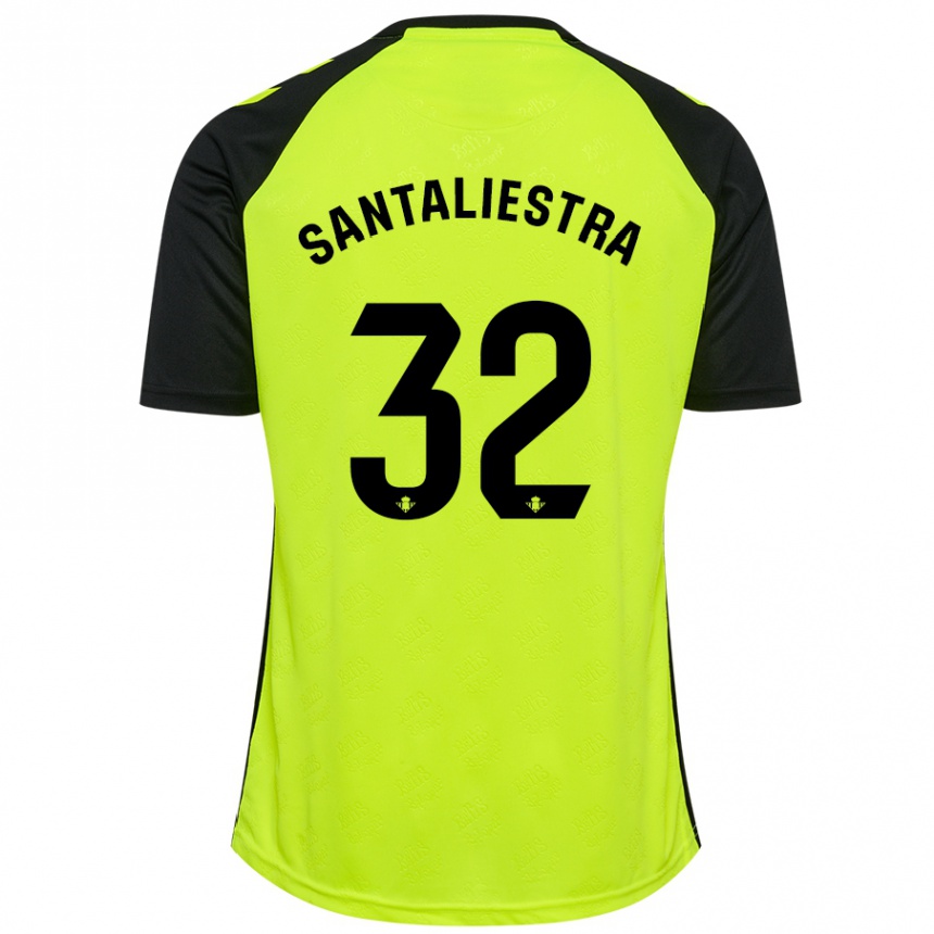 Vyrai Carla Santaliestra #32 Fluorescencinė Geltona Juoda Išvykos Marškinėliai 2024/25 T-Shirt